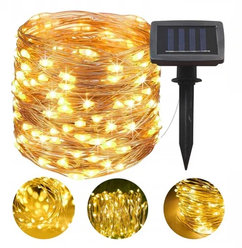 Soliarinė lempučių girlianda 100 LED, šiltai balta