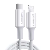 USB Kabelis Ugreen Typ C - Lightning MFI kabelis 1m 3A 18W baltas (10493) kaina
