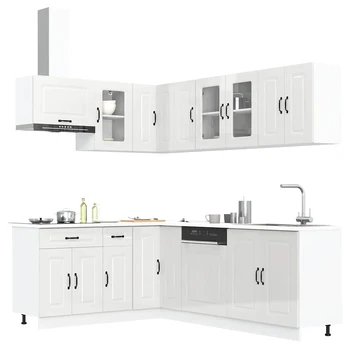 Virtuvinių spintelių komplektas, 11 dalių, Kalmar, balta