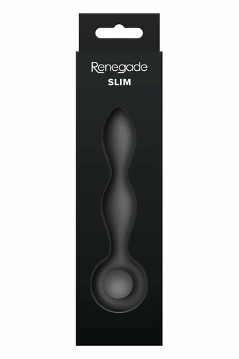 Renegade Slim Black Silicone Plug with Finger Ring - Compact Size