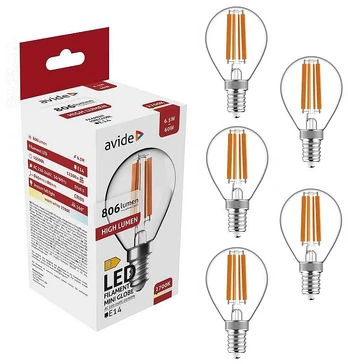 Avide LED lemputė 6.5W E14 3000K 5vnt