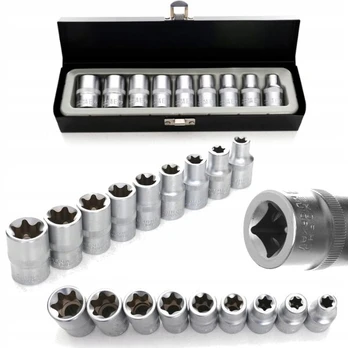 Komplekt Torx antgalių 1/2" 9 vnt. E10-e24