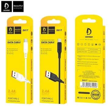 USB kabelis Denmen USB-A - USB-C 1 m Juodas (29349)