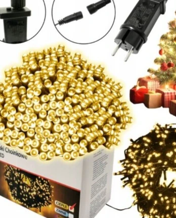 Kalėdinės 1000LED lemputės, šiltai baltos spalvos flash