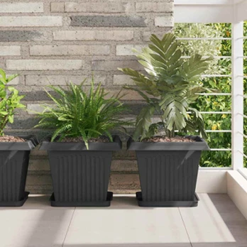 Kvadratinis gėlių vazonas 24 pcs Juoda 33 x 33 x 26 cm