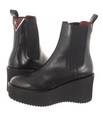Tommy Hilfiger Elevated Wedge Bootie Black FW0FW07857 BDS (TH861-a) batai