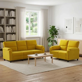 Sofa Sofos komplektas 2 vnt. Geltona Aksomas