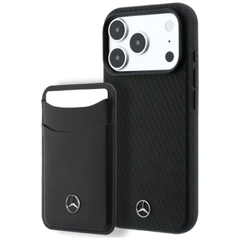 Case Mercedes Grill Pattern and Card Wallet Leather MagSafe for iPhone 18 Pro Max / 17 Pro Max black