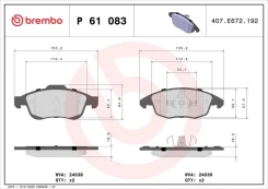 Stabdžių trinkelių rinkinys, diskinis stabdys BREMBO P61083 kaina