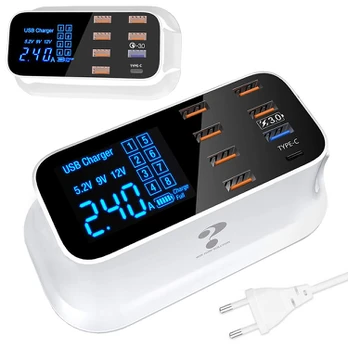 Universalus įkroviklis su 8 USB prievadais ir QC 3.0