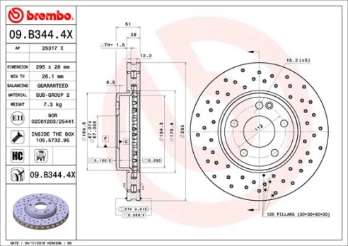 Stabdžių diskas BREMBO 09.B344.4X