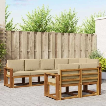 Lauko sofos komplektas su pagalve 8 pcs Natūralus ir bežinis