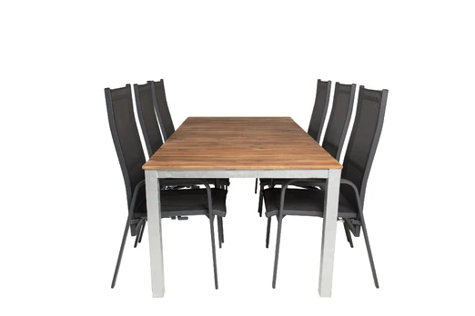 Zenia Dining Table 200*100 - Acacia / Zink+Copacabana Recliner Chair (stackable)