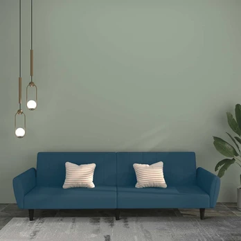 Dvivietė aksominė sofa-lova : Spalva - Mėlyna