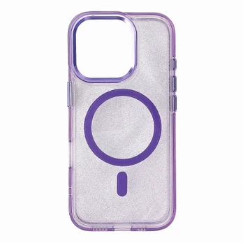 Hurtel Glitter Case MagSafe iPhone 16 Plus - violetinė su blizgučiais