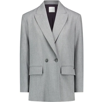 Švarkas moterims, Pilka, Double-Breasted Blazer