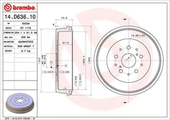 Stabdžių būgnas BREMBO 14.D636.10 kaina