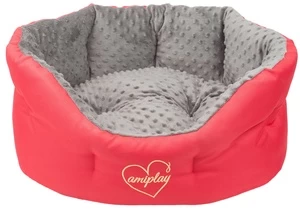Gyvūno guolis Amiplay Babydoll, raudonas/pilkas, S
