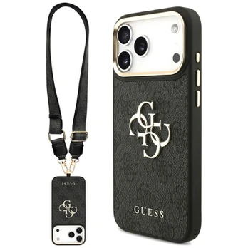 Case Guess 4G Big 4G Classic Logo Big Strap Metal Buttons for iPhone 18 Pro Max / 17 Pro Max black