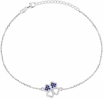 Brilio Silver Sidabrinis bracelet Four-leaf clover with mėlynas zircons BRC69WB