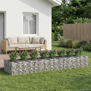 Gabioninė pakelta lova 3 pcs Sidabrinė