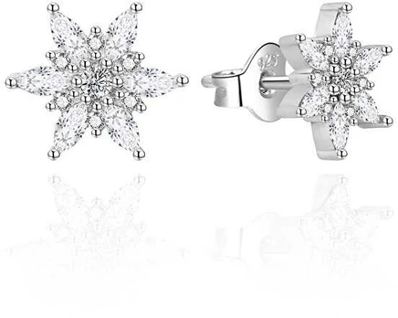 Agato Žavūs sidabriniai auskarai Snowflakes AGT-E003PW