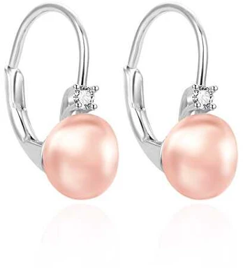 Agato Elegant sidabrinis earrings with pink pearls AGT-E263LW-PPI