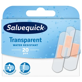 Pleistrų rinkinys SALVEQUICK TRANSPARENT, 20 vnt.
