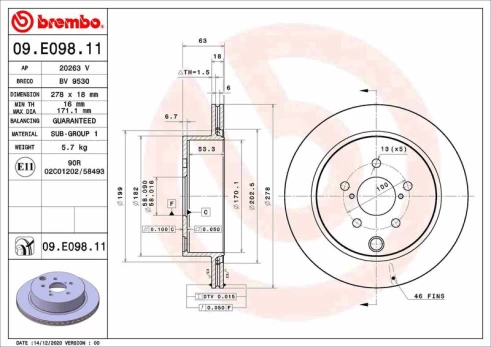 BREMBO 09.E098.11 Brake Disc