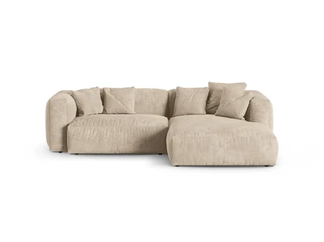 Velvet Modular Right Corner Sofa, "Martina", 2 Seats, 280x176x75, Light Beige