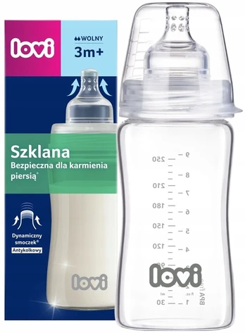 LOVI STIKLINIS BUTELIS KŪDIKIAMS 250ml 3m+