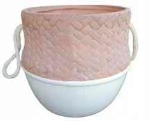 Keraminis vazonas Boho 13 cm, baltas
