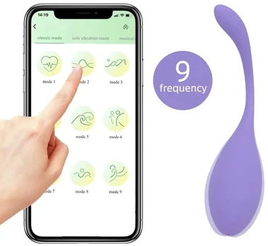 Kegelio vibratorius su programėlės valdymu, violetinis