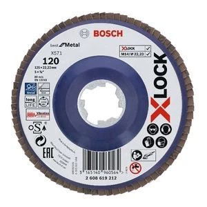Žiedlapinis šlifavimo diskas BOSCH X-Lock, 125 mm, K 120 mm