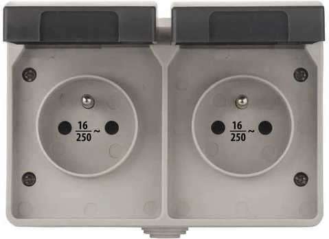 Emos Double wall socket 16A/250V IP44