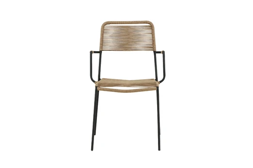 Lindos - Armchair - Black Alu / Latte Rope