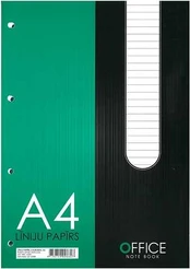 Rašomasis popierius, A4, linija, su skylutėmis šone