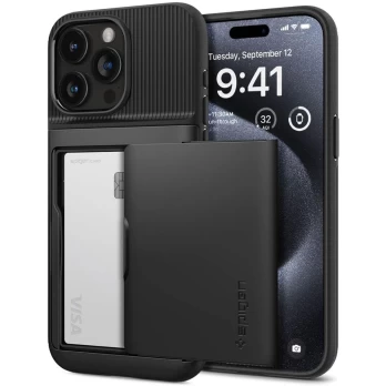 [Užsakomoji prekė] Dėklas iPhone 15 Pro - Spigen Slim Armor CS - Juodas