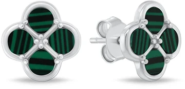 Brilio Silver Sidabrinis stones with žalias four-leaf clover EA1285WG