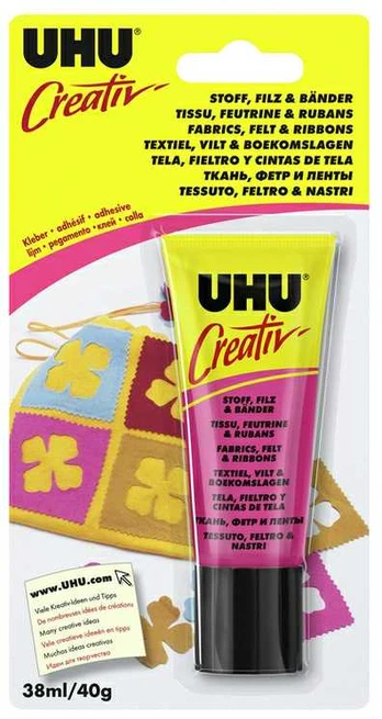 Klijai UHU Creative tekstilės, veltinio ir juostų 38ml
