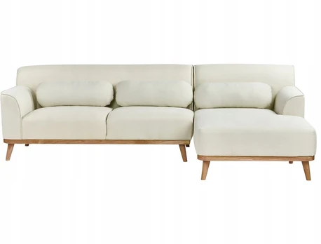 Beliani Trivietė kampinė sofa SIMOS, kreminė balta, kairinė
