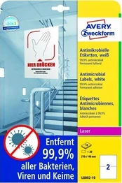 Avery Zweckform Avery L8002-10, Baltas, A4, Polyester, lazerinis, Permanent, Rectangle