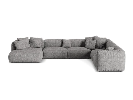 Boucle Modular Right Corner Sofa, "Martina", 6 Seats, 404x312x75, Graphite