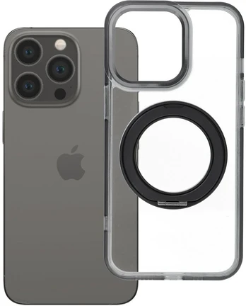 Dėklas Oem Case for iPhone 13 PRO Frame Circle Stand compatible with MagSafe juodas
