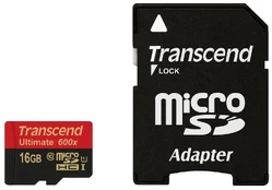 Transcend MicroSDHC Card 16GB + Adapteris / 600x kaina
