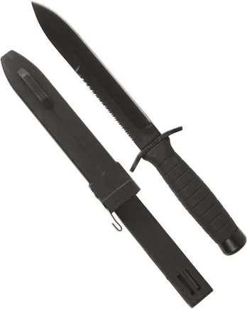 Mil-Tec Juodas COMBAT KNIFE WITH SAW AND SCABBARD