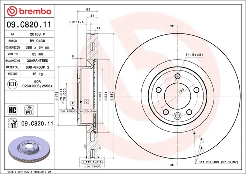 BREMBO 09.C820.11 Brake Disc