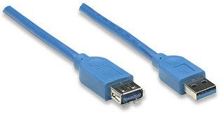 MANHATTAN USB Kabelis A -> A St/Bu 2.00m blau Verl.