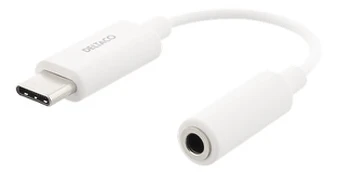 Adapteris DELTACO USB-C į 3.5mm, 11 cm, baltas / USBC-1145