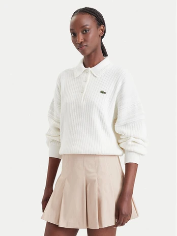 Lacoste Megztinis AF8272 Kreminė Regular Fit